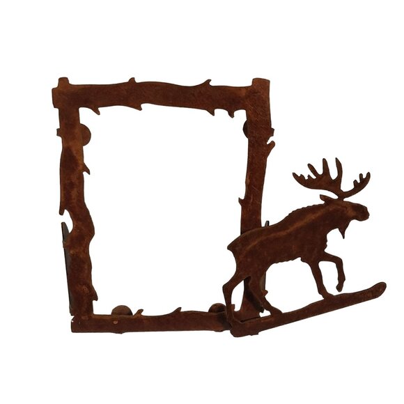 Metal Moose Silhouette Picture Frame Cabin Decor Frame - Picture 1 of 5
